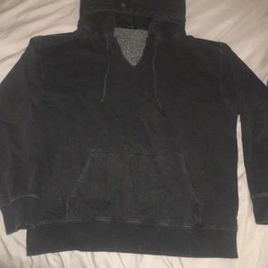 John Galt black cut v neck hoodie